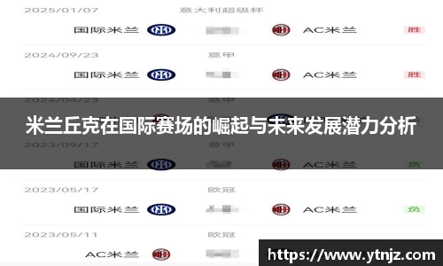 米兰丘克在国际赛场的崛起与未来发展潜力分析